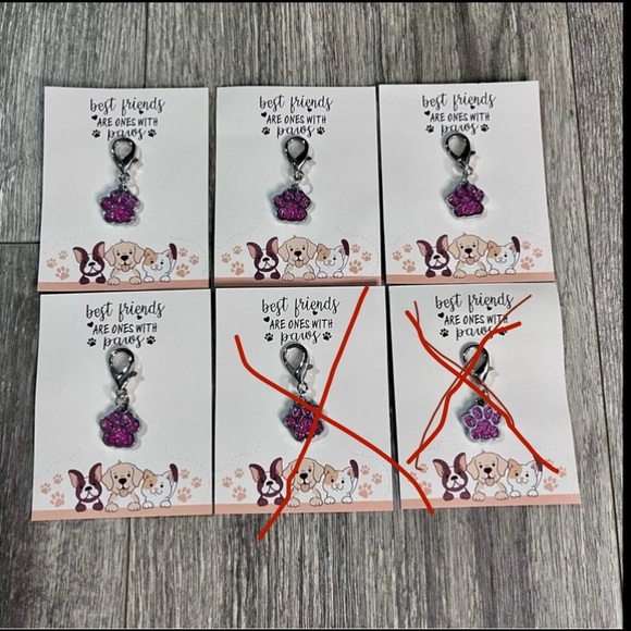 Bundle of 4 Cute Pink Dog or Cat Paw Charms - Picture 3 of 3